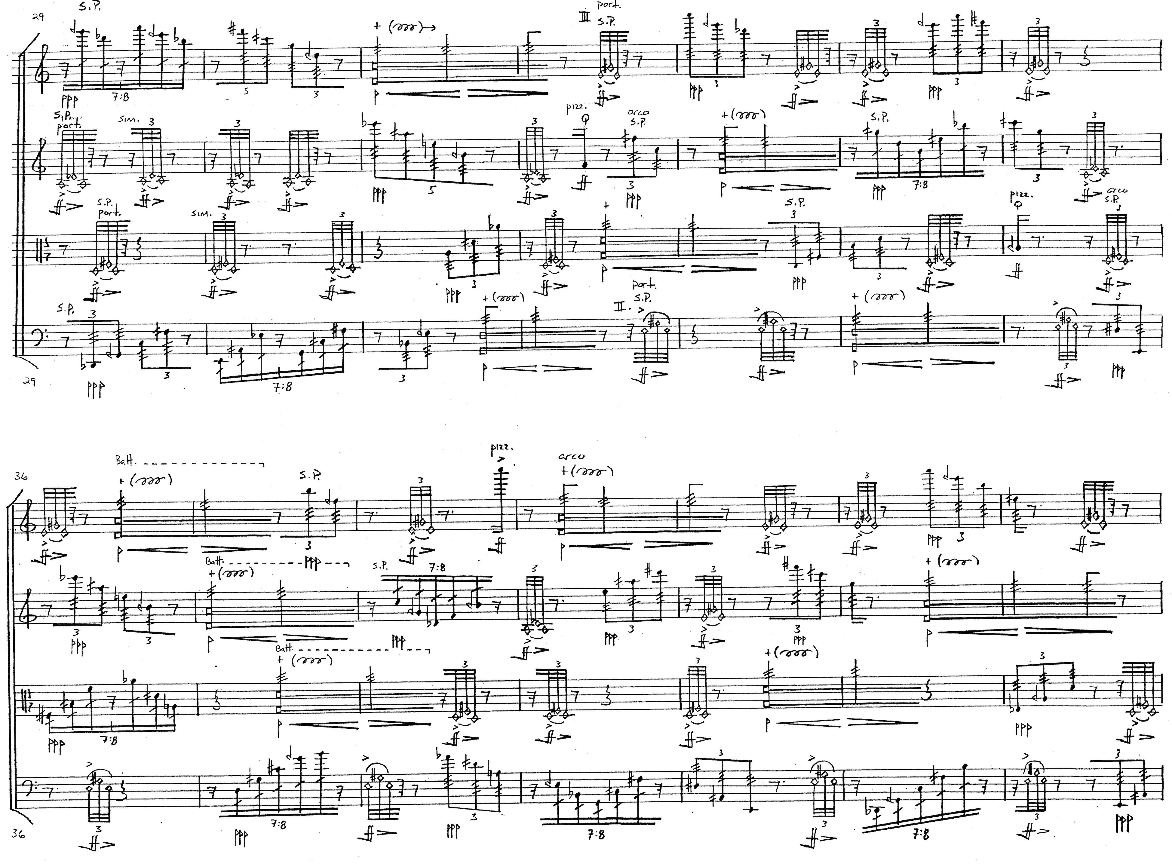 Mincek string quartet score
